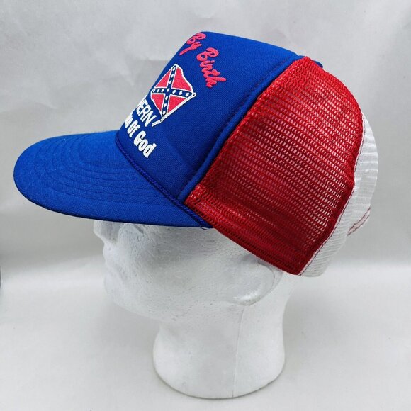 American By Birth Southern By The Grace Of God Hat Vintage Trucker Cap - Picture 4 of 14